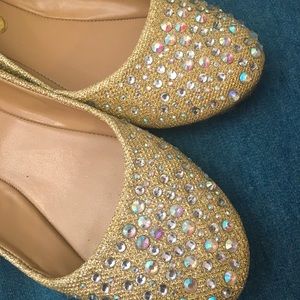 Gold forever flats with bling embellishment